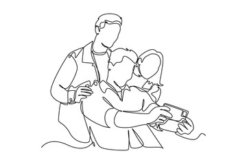 Gathering employees Concept. Single line draw design vector graphic illustration.