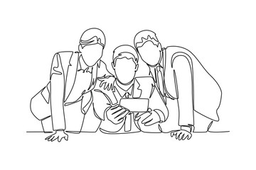 Gathering employees Concept. Single line draw design vector graphic illustration.