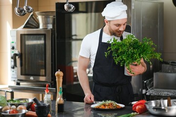 Smiling chef in his kitchen