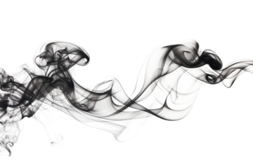 black smooth smoke wave isolated on white or transparent png