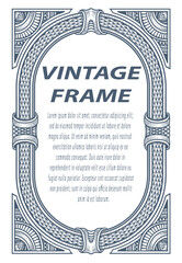 Vintage border frame engraving with antique ornament pattern - Vector Eps 10