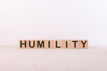 humility is made from building blocks on a white background