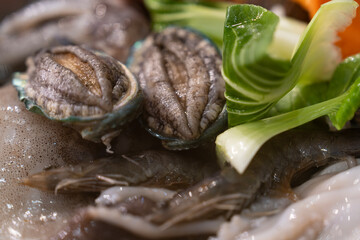 View of the abalone in the seafood stew
