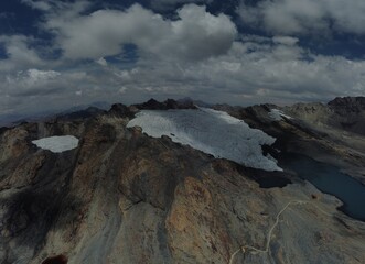 Pastoruri Glacier Peru melting big mountain peak on a cloudy day