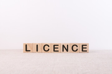 LICENSE word made of building blocks on a light background