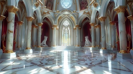 Fototapeta premium A castle interior, interior, Fairy tale, castle. Generative AI.