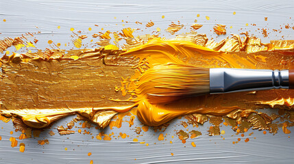 Gold background paper paint glitter golden brush