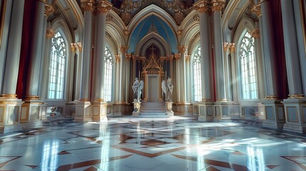 Obraz premium A castle interior, interior, Fairy tale, castle. Generative AI.