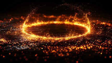 Gold glitter circle of light shine sparkles