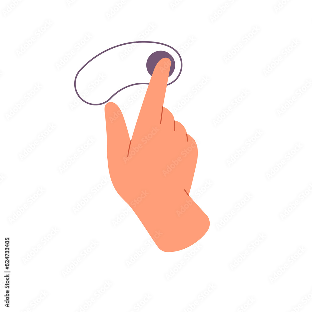 Poster right rotate icon for touchscreen control tutor. index finger slides on touch screen to action. hand
