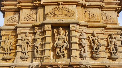 Carving Sculpture of Hindu Deities on Durga Temple, Mangalay Temples, Ratlam, Madhya Pradesh India.