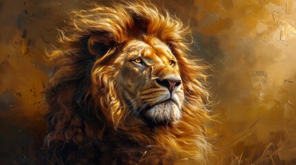 This lion is so majestic, with his golden mane and piercing gaze. He looks like he's about to pounce on his prey.