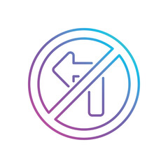 No Left Turn vector icon