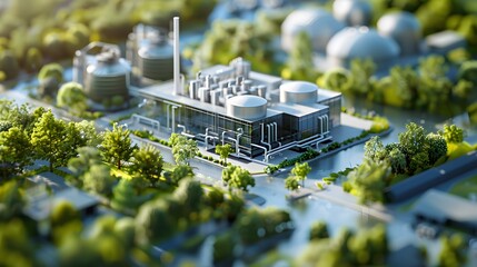 Advanced carbon capture facility with green technology, emphasizing sustainable solutions for reducing carbon emissions and supporting business growth