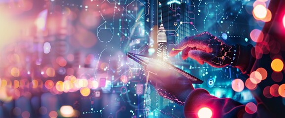 A digital background with an abstract representation of artificial intelligence