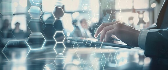 A digital background with an abstract representation of artificial intelligence