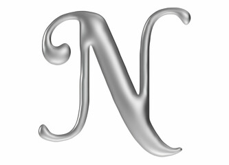 Letter N uppercase  elegant bold text isolated