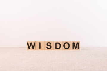 Wisdom word with building blocks on a light background