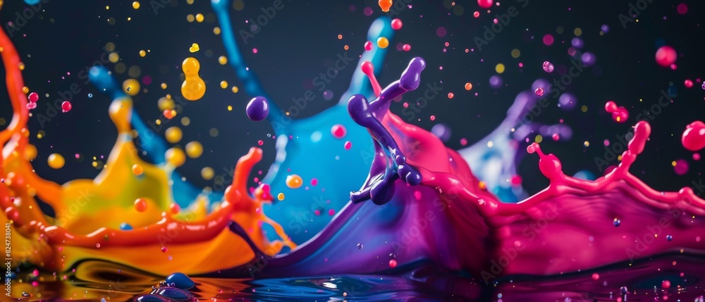 Poster abstract colorful art liquid floating colors splashes background banner - colorful acrylic paint spl