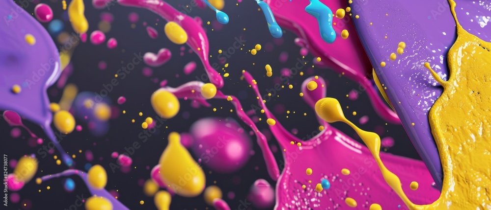 Poster abstract colorful art liquid floating colors splashes background banner - colorful acrylic paint spl