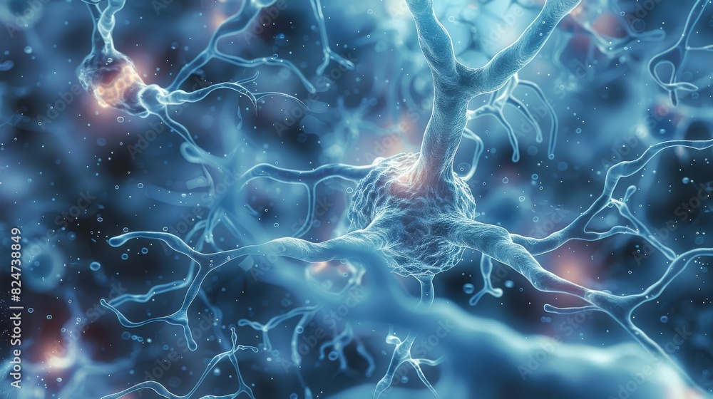 Leinwandbilder a cluster of neuron cells transferring signals to one another. generative ai.