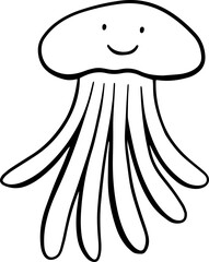Jellyfish Outline Illustration Kids Line Art