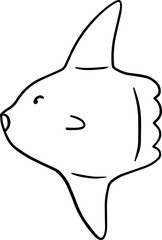 Sunfish Mola Mola Cartoon Outline Illustration Kids Line Art