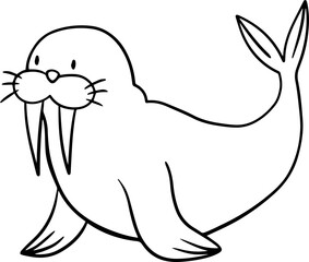 Walrus Outline Illustration Kids Line Art
