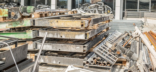 various abandoned industrial machines in the yard