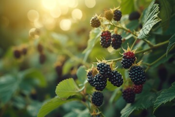 Sprawling Garden blackberry. Plant nutrition ripe. Generate Ai