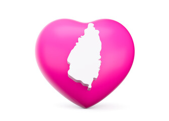 Pink Heart With White Map Of Saint Lucia Isolated On White Background 3d Illustration