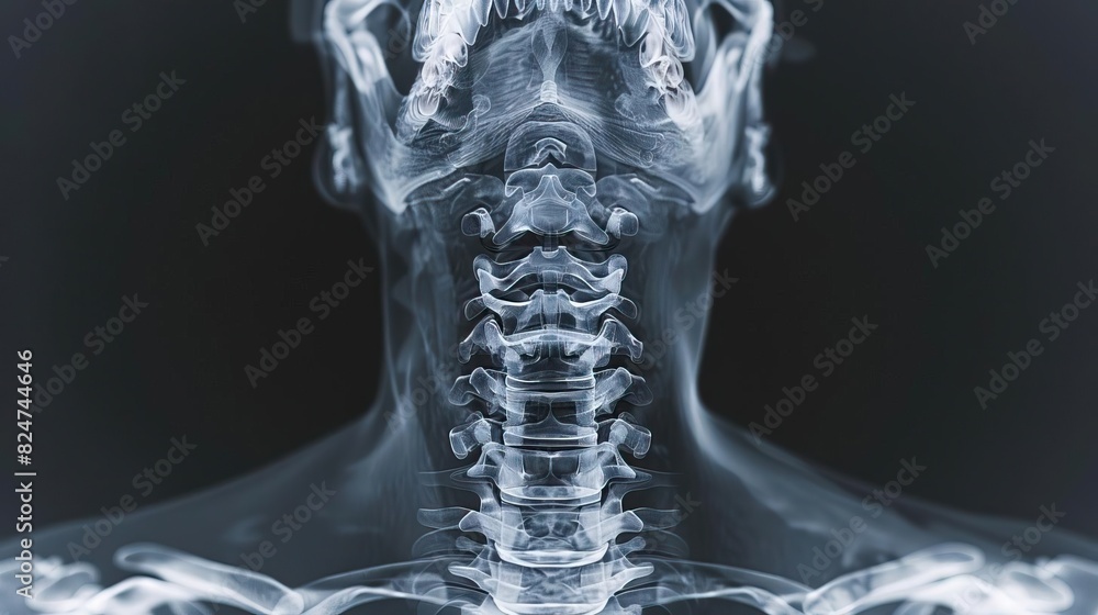 Wall mural a detailed xray image of the thyroid gland, responsible for energy regulation, positioned in the low