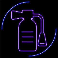 fire extinguisher neon sign, modern glowing banner design, colorful modern design trend on black background. Vector illustration.