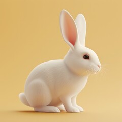 Creamy White Rabbit Create a 3D rabbit icon in creamy white, with soft fur and a playful stance, AI Generative