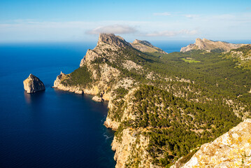 Cap de Formentor cape is the most northern spot in the island of Majorca, Balearic Islands, Spain