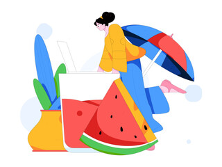 24 Solar Terms, Great Heat Characters Flat Vector Concept Operation Hand Drawn Illustration
