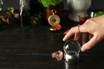 Magic orb of a witch, for divination of the future, on a dark background.