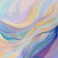 Obraz premium Abstract, flowing lines in soft pastel colors, creating a sense of movement and tranquility, Wallpaper, Generative AI