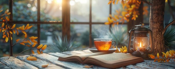 Status Enjoying a peaceful evening with a good book and a cup of tea