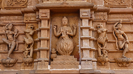 Carving Sculpture of Lord Vishnu in Fire on Vishnu Temple, Mangalay Temples, Ratlam, Madhya Pradesh India.