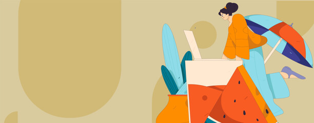 24 Solar Terms, Great Heat Characters Flat Vector Concept Operation Hand Drawn Illustration
