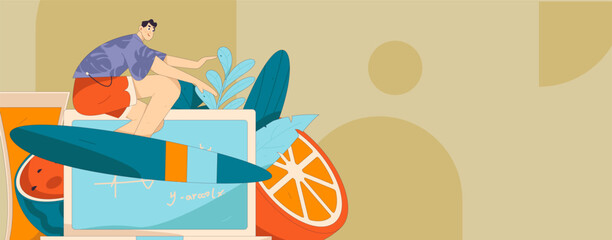 24 Solar Terms, Great Heat Characters Flat Vector Concept Operation Hand Drawn Illustration
