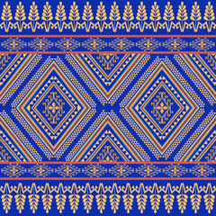 Geometric ethnic oriental traditional seamless pattern design for background, carpet, wallpaper, clothing, wrap, batik, fabric, embroidery style vector illustration.