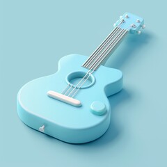 Pastel Blue Guitar Create a 3D guitar icon in pastel blue, AI Generative