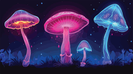 Neon fungi. Fantasy mushroom icon. Magic forest Carto