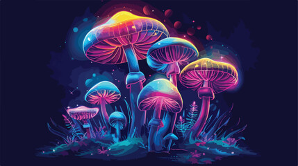 Neon mushroom. Colorful magic forest fantasy plant Ca