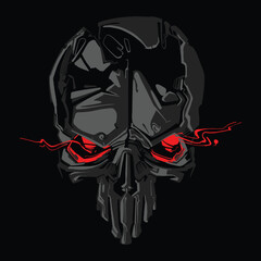 Vector art skull on the black background 