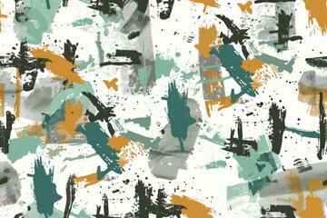 abstract brush strokes, pastel tones green yellow blue
