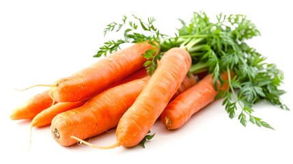 Fresh organic carrots with vibrant green tops. Perfect for healthy recipes and cooking inspiration. Natural and nutritious vegetable. Culinary ingredient for kitchen and food lovers. AI