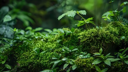 Forest moss and trees poster background